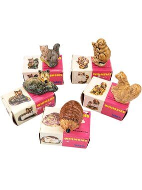 Vintage Wade Whimsies Full Set #5 Porcelain Mini Animal Figurine Original Boxes